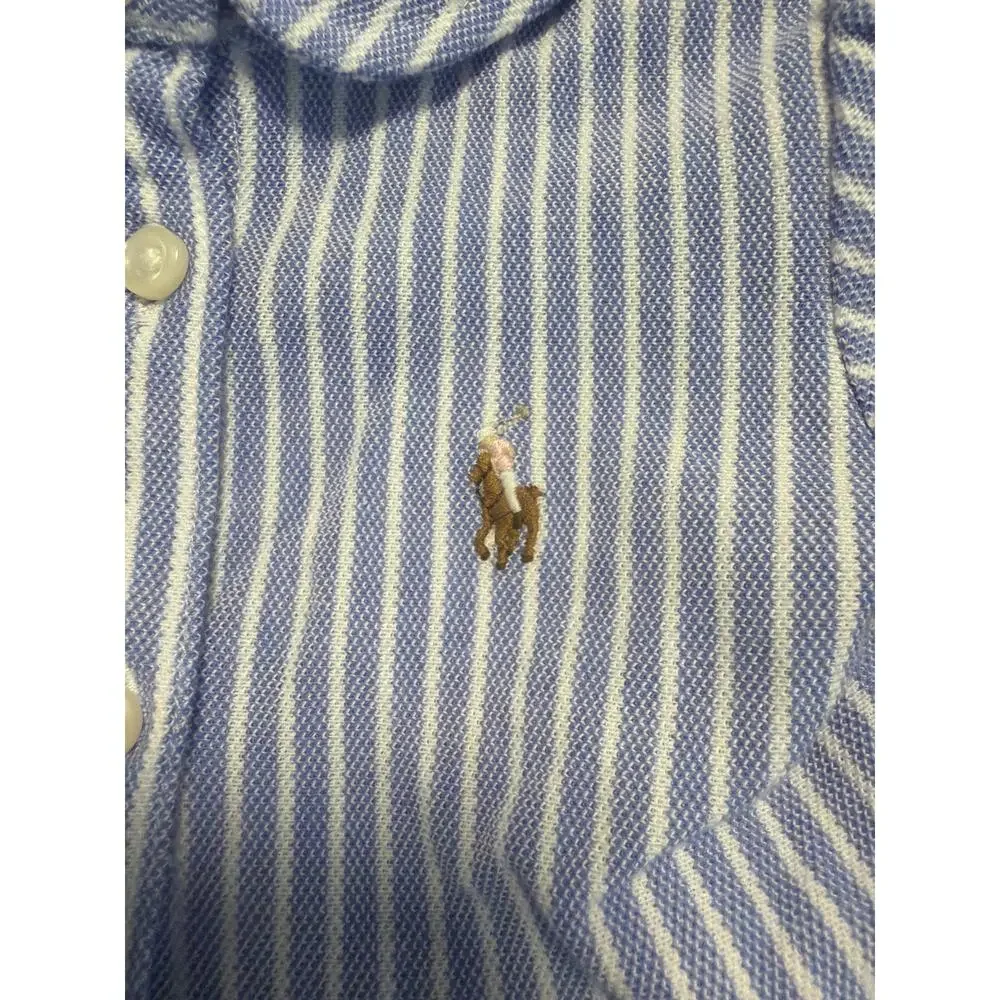 Ralph Lauren Baby Girls Striped Knit Oxford Dress Sz 6M